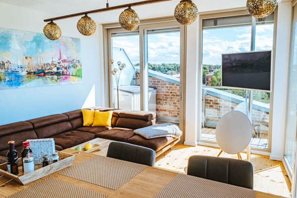 Wohnbereich der Ferienwohnung Penthouse am Meer Barth