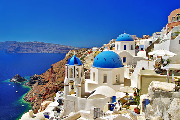 Traditionelle Häuser auf Santorini