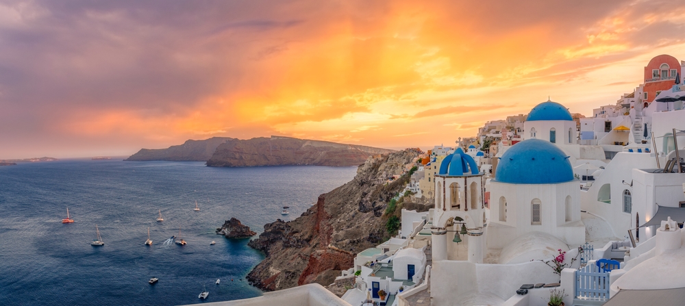 Sonnenuntergang auf Santorini in Griechenland